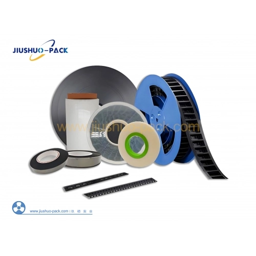 Custom non-standard carrier tape packaging solution including carrier tape, cover tape, and reels