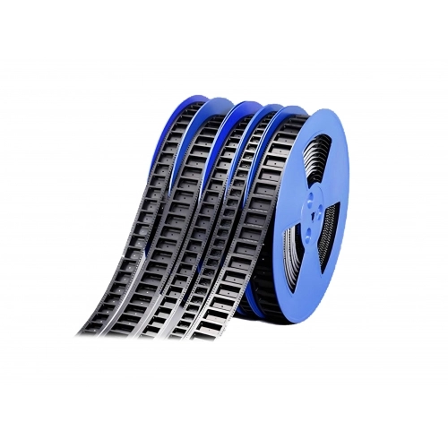 Custom non-standard carrier tape on reel designed for SMT tape and reel packaging of special components