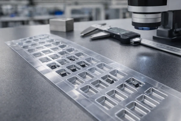 Inspection of embossed carrier tape pocket geometry and forming consistency
