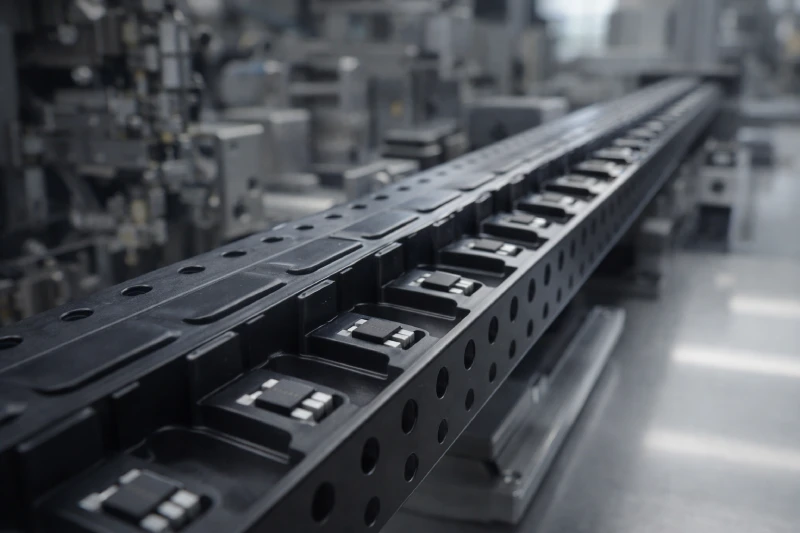 Anti-static embossed carrier tape used in ESD-controlled SMT pick-and-place feeding process