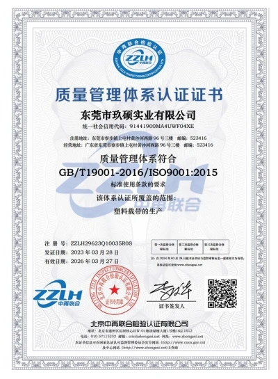ISO 9001:2015 Quality Management Certification – Dongguan Factory