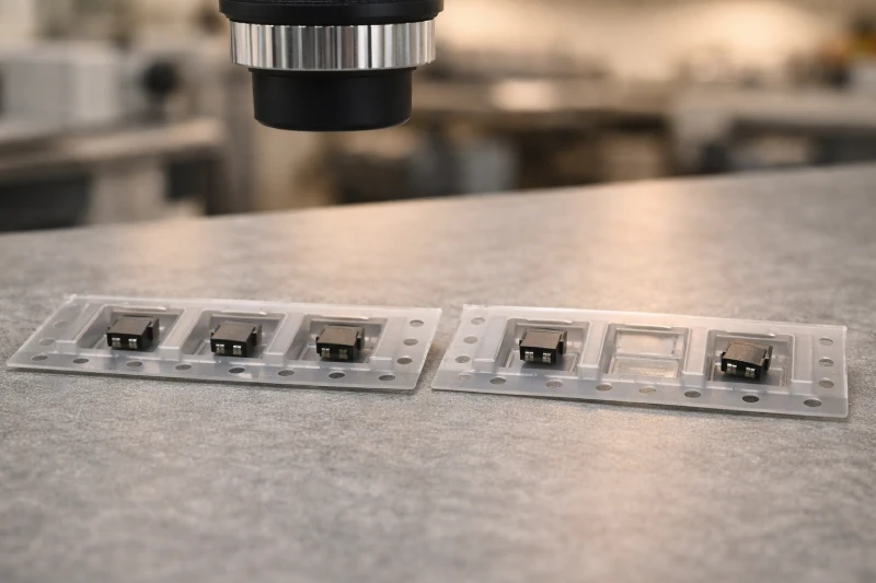 So sánh độ ổn định hốc của băng tape định hình trong điều kiện độ ẩm cho thấy sự dịch chuyển nhẹ của linh kiện