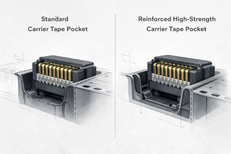 標準載帶口袋與加固高強度載帶口袋的比較