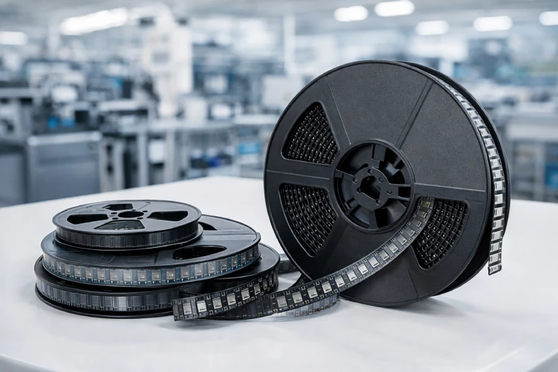 Comparison of 7-inch and 13-inch PCB assembly plastic reels with different carrier tape widths