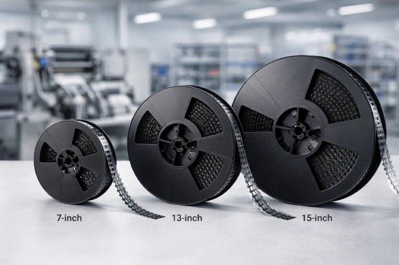 Comparison of 7-inch, 13-inch, and 15-inch SMD plastic reels for SMT packaging