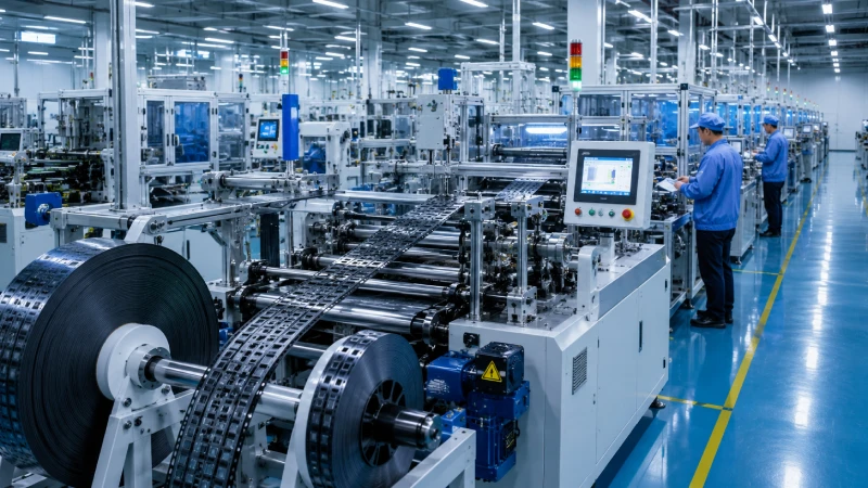 Carrier tape manufacturing production line for SMT electronic component packaging