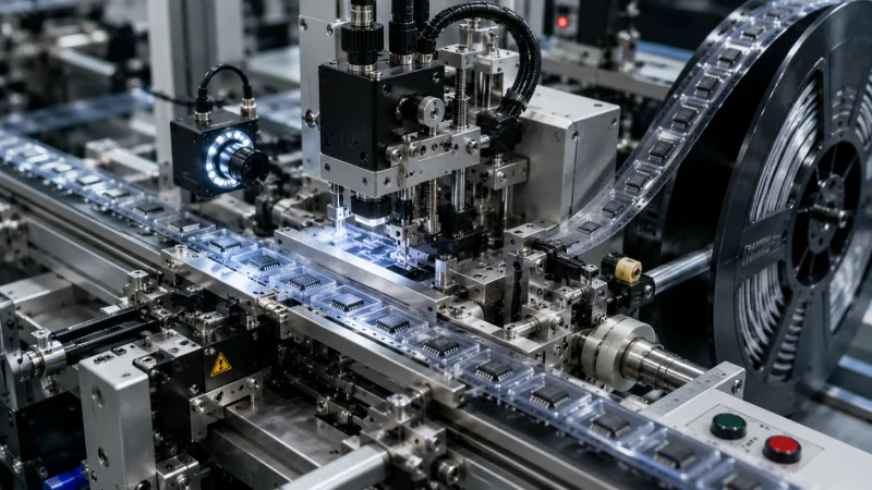Embossed carrier tape packaging process with cover tape sealing and inspection system