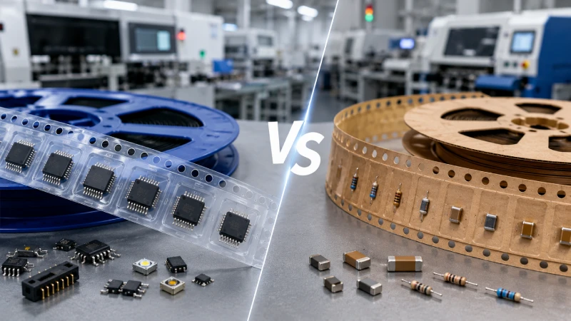 Plastic vs Paper Carrier Tape comparison for electronic component packaging and SMT assembly
