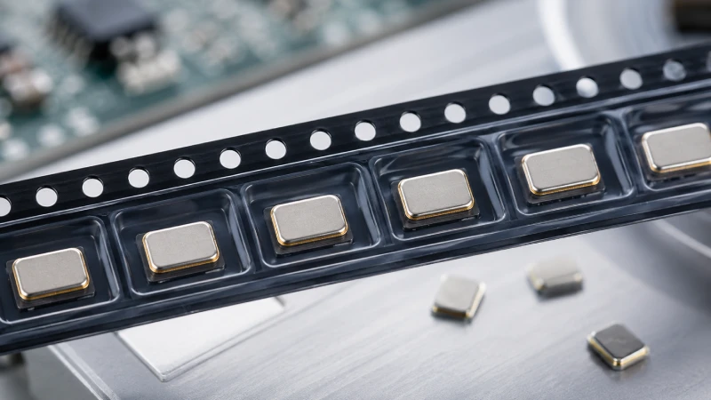 Carrier tape for crystal oscillators with precision embossed pockets