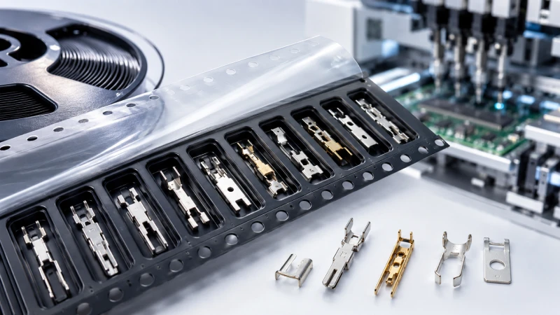 Carrier tape for precision metal stamped parts, terminals, contacts, and spring clips