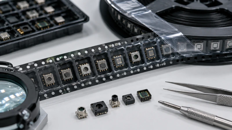 ช่องของ embossed carrier tape สำหรับบรรจุภัณฑ์ชิ้นส่วนเซนเซอร์และ MEMS ที่มีการวางแนวและความพอดีของช่องที่มั่นคง