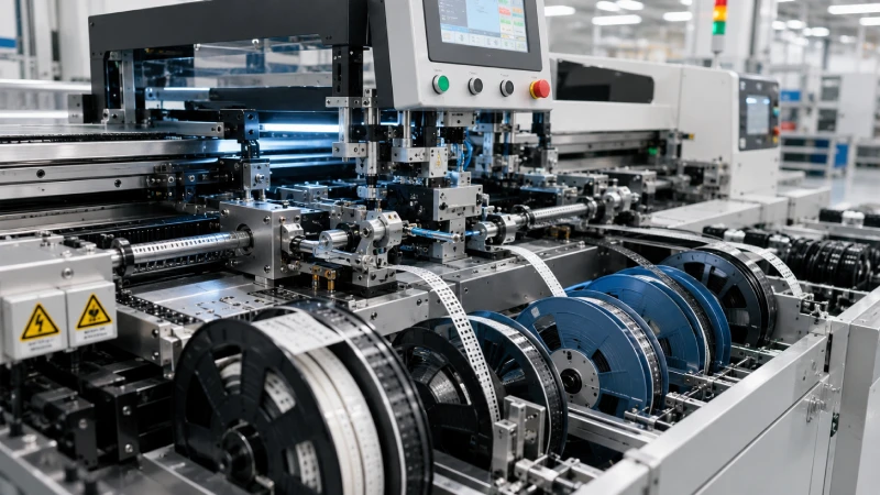 SMT production line with automated carrier tape and reel packaging machines