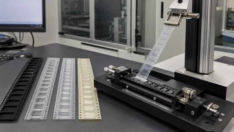 Peel-force testing of cover tape on different carrier tape materials