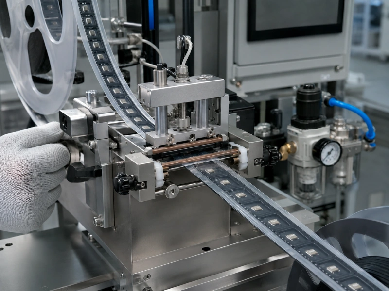 Sealing head controlling temperature pressure and contact time for heat-activated cover tape