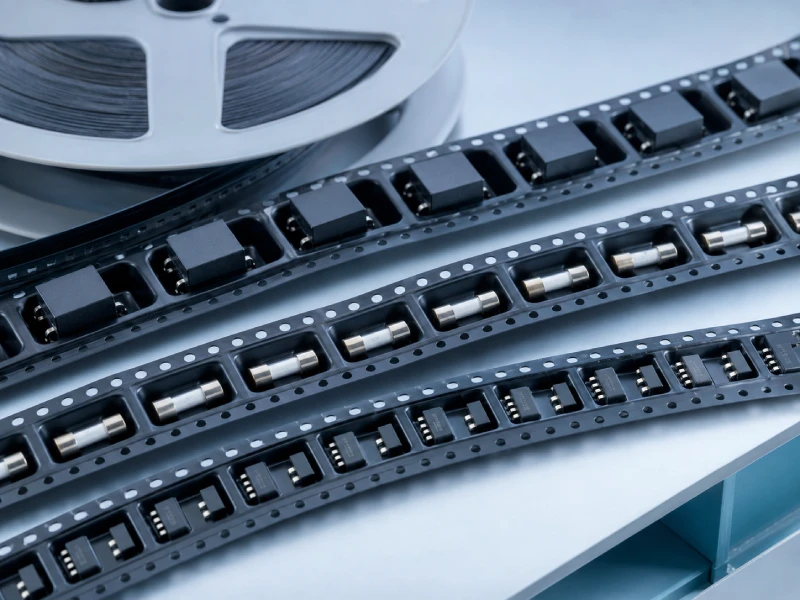 Embossed carrier tape for relays fuses and protection components